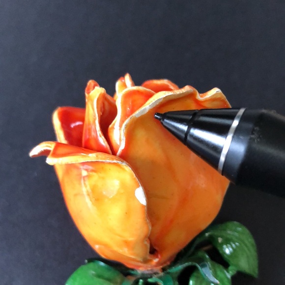 Vintage Painted Metal Rose Flower Brooch Enamel Antique - Picture 6 of 9